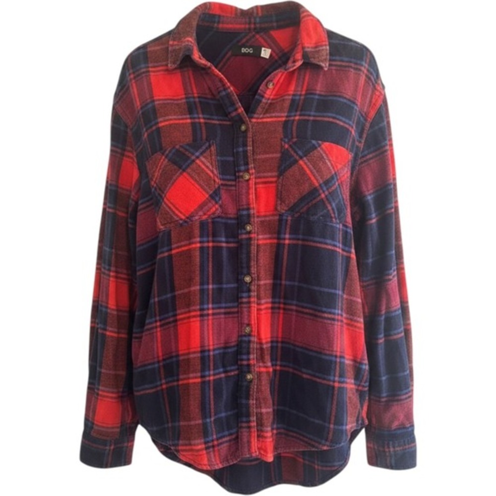 BDG Red Navy Plaid Flannel Button Up Shirt‎ Long Sleeve Women XS Gorpcore Trails